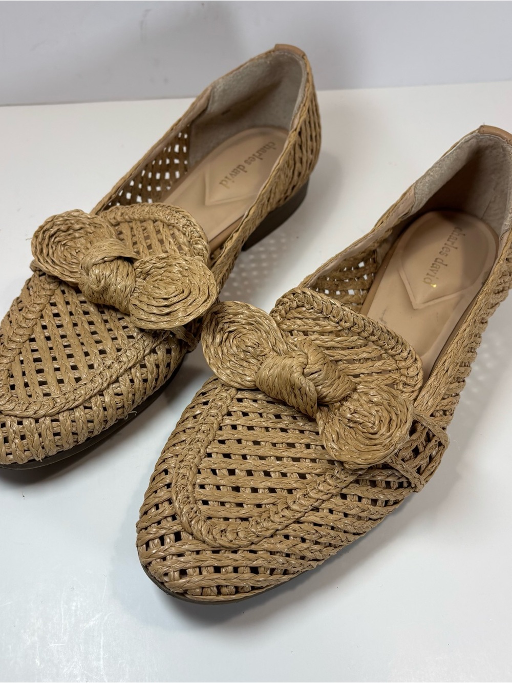 Charles David Women's Finite Crochet Raffia Flats US Sz. 9 (Natural) Boho Chic